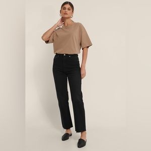 Nakd organic straight high waist raw hem jeans in black NWT Size 36 EU